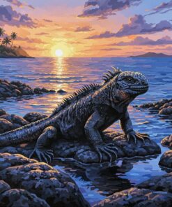 Realistic Evening Marine Iguana Paint By Numbers