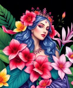 Realistic Exotic Flora Goddess Paint By Numbers
