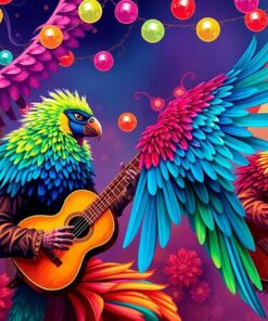 Realistic Feathered Carnival Music Paint By Numbers
