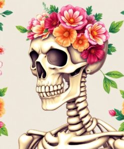 Realistic Floral Skeleton Portrait Paint By Numbers