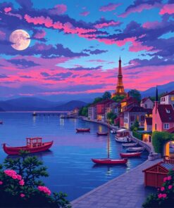 Realistic French Island Twilight Paint By Numbers