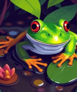 Realistic Frog Monsoon Pool Paint By Numbers