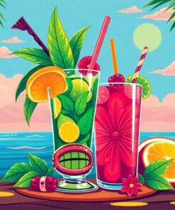 Realistic Futuristic Tiki Drink Paint By Numbers