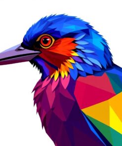 Realistic Geometric Bird Profile Paint By Numbers