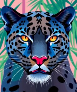 Realistic Geometric Palm Panther Paint By Numbers