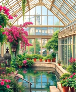 Realistic Glasshouse Oasis Paint By Numbers