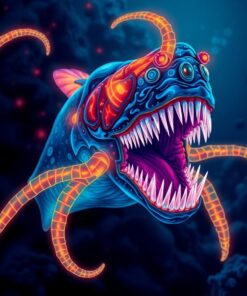 Realistic Glowing Abyssal Predator Paint By Numbers