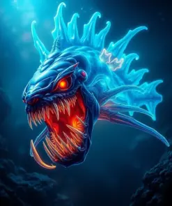 Realistic Glowing Abyssal Predator paint by numbers