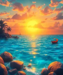 Realistic Glowing Island Waters Paint By Numbers
