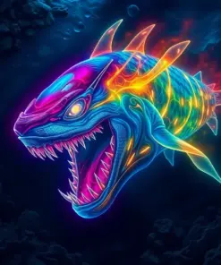 Realistic Glowing Ocean Predator Paint By Numbers