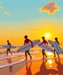 Realistic Golden Hour Surfers Paint By Numbers