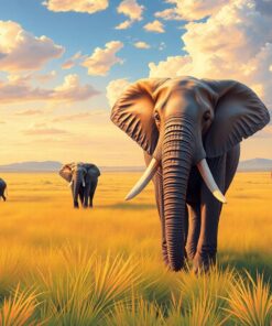 Realistic Grassland Elephant Journey Paint By Numbers
