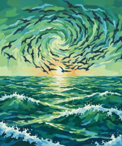 Realistic Green Ocean Flock Paint By Numbers