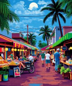 Night Stalls Paint Numbers