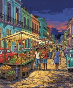 Realistic Havana Night Stalls Paint By Numbers