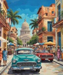 Realistic Havana Street Scene Paint By Numbers
