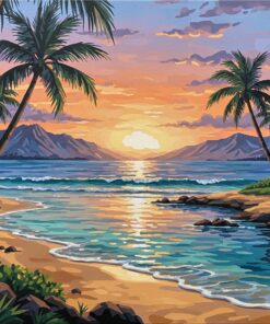 Realistic Hawaiian Beach Dusk Paint By Numbers