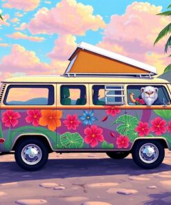 Realistic Hawaiian Camper Van Paint By Numbers