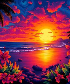 Realistic Hawaiian Night Flames Paint By Numbers