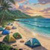 Realistic Hawaiian Shoreline Tents Paint By Numbers