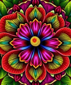 Realistic Hibiscus Brass Mandala Paint By Numbers