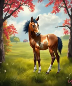Realistic Hidden Pasture Foal paint by numbers