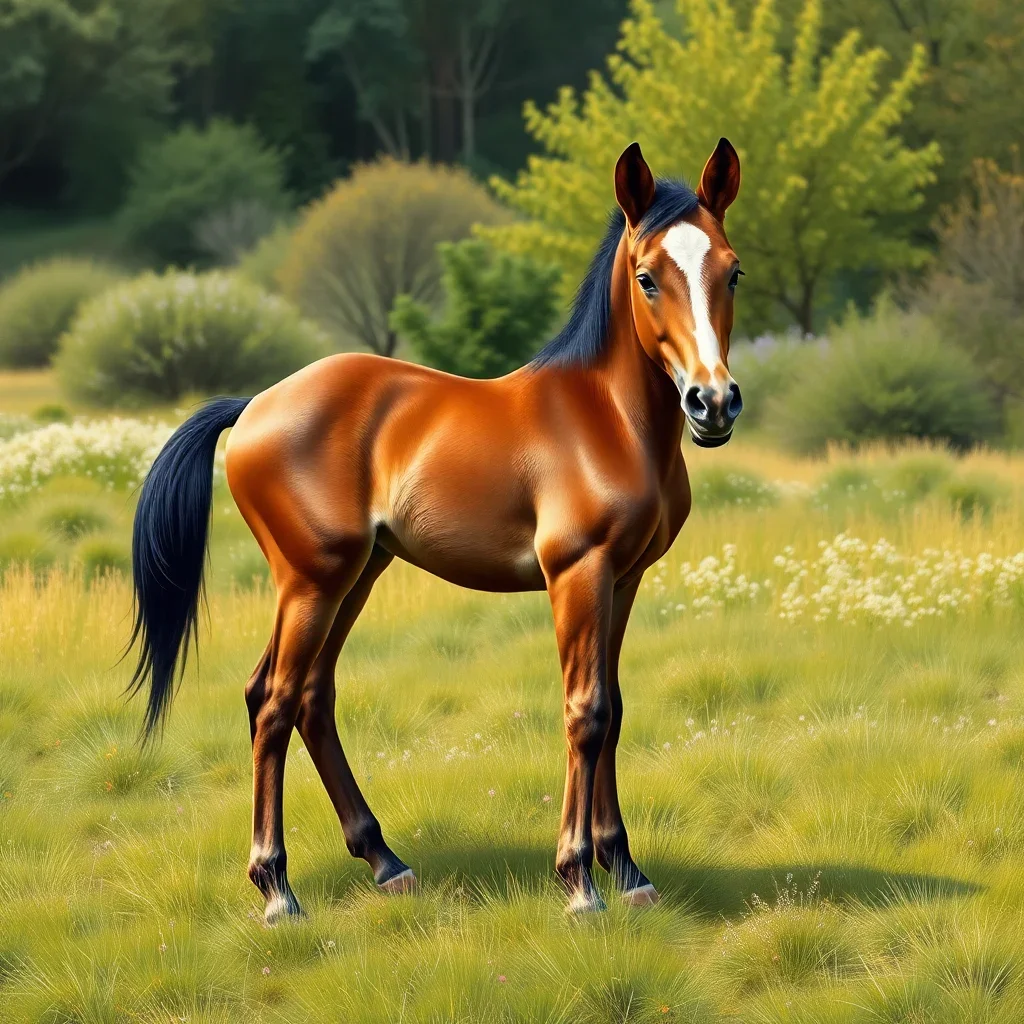 completed artwork display Realistic Hidden Pasture Foal Paint By Numbers
