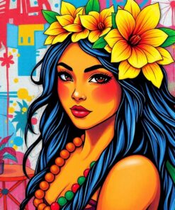 Realistic Hula Girl Graffiti Paint By Numbers