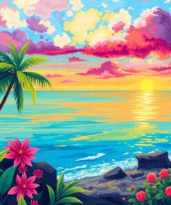 Realistic Impressionist Tropic Horizon Paint By Numbers