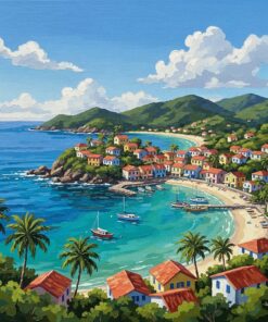 Realistic Island Bay Village Paint By Numbers