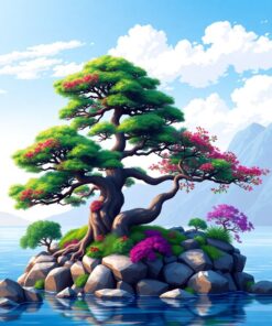 Realistic Island Bonsai Vista Paint By Numbers