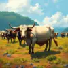 Realistic Island Oxen Farming paint by numbers