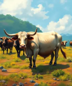 Realistic Island Oxen Farming paint by numbers