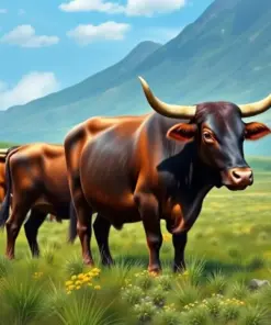 Realistic Island Oxen Farming paint by numbers