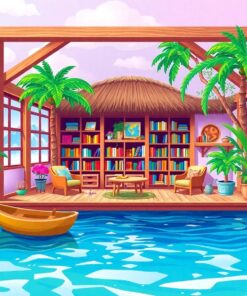 Realistic Island Reading Room Paint By Numbers