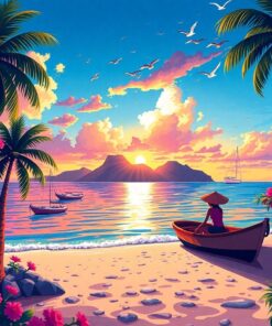 Realistic Island Romance Poster Paint By Numbers