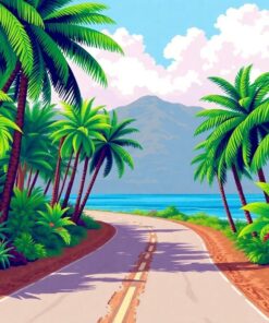 Realistic Jungle Beach Road Paint By Numbers