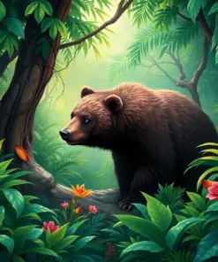 Realistic Jungle Bear Oasis Paint By Numbers