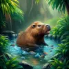 Realistic Jungle Capybara Bath Paint By Numbers