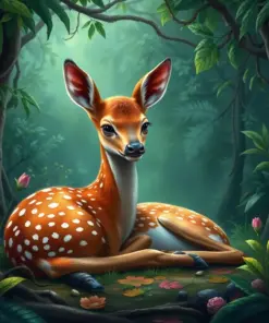 Realistic Jungle Fawn Resting paint by numbers