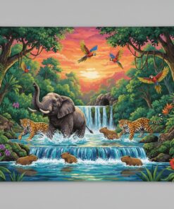 Realistic Jungle Herd Plunge Paint By Numbers