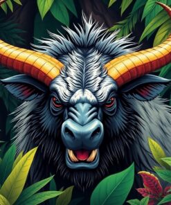 Realistic Jungle Horned Beast Paint By Numbers