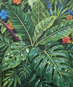 Realistic Jungle Leaf Dew Paint By Numbers