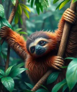 Realistic Jungle Sloth paint by numbers
