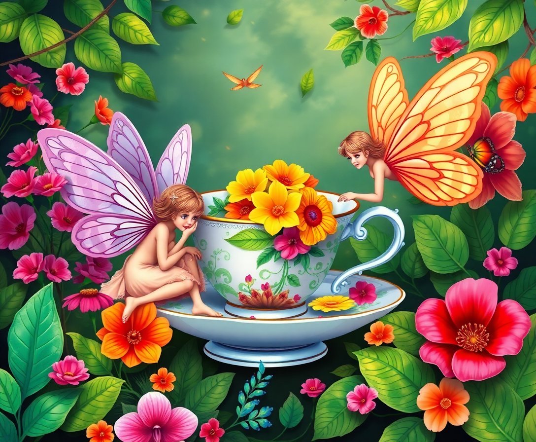 Realistic Jungle Teacup Fairies Paint By Numbers Kit completed