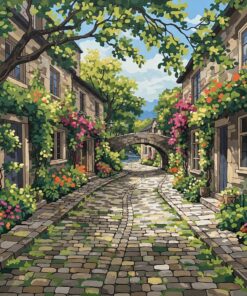 Realistic Lush Cobblestone Street Paint By Numbers