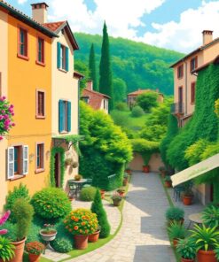 Realistic Lush European Terrace Paint By Numbers