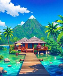 Realistic Lush Island Retreat Paint By Numbers