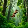 Realistic Mahogany Forest Leap Paint by Numbers