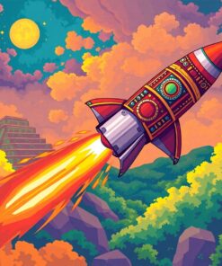 Realistic Mayan Rocket Flight Paint By Numbers